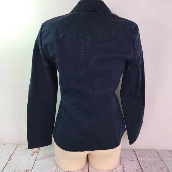 Eddie Bauer Navy Cotton Button Down Jacket - 4 - Picture 3 of 6